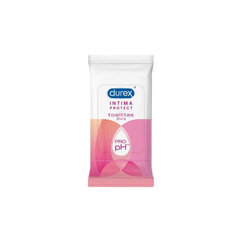 Durex Intima Protect Wipes 20U by Jag Couture London New York, soft packaging with 20 intimate hygiene wipes.