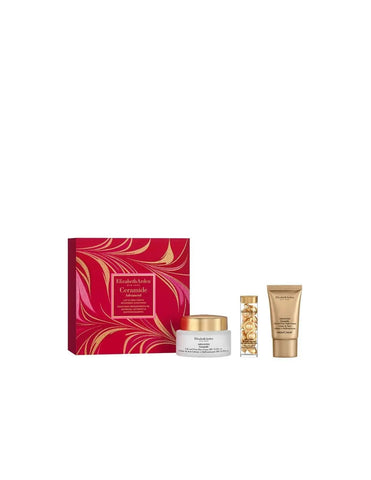 Elizabeth Arden Crema de Día Advanced Ceramide in a 4-piece gift set, featuring skincare cream and packaging from Jag Couture London - New York.