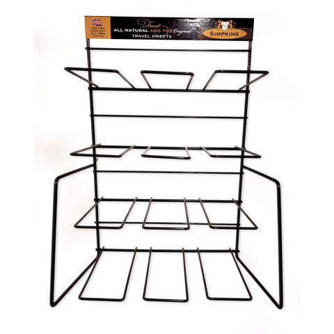 Empty stand for holding 12 x 4 tins, made by Jag Couture London - New York, with dimensions 18x32x51cm, shown in the image.