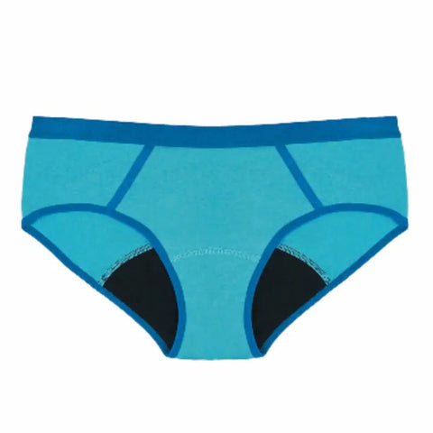 Blue Enna Menstrual Panty by Jag Couture London for moderate flow, sport-style, suitable for day and night use.