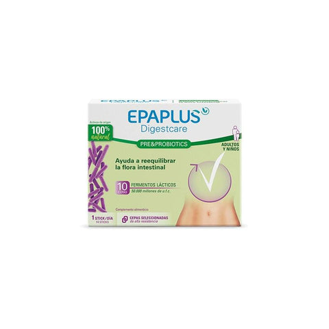 Epaplus Pre and Probiotics 14 sticks by Jag Couture London New York, showing the box and individual probiotic sticks.