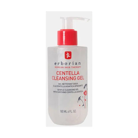Erborian Centella Cleansing Gel in 180ml tube, featuring a clear gel with natural centella ingredients for gentle skin cleansing.