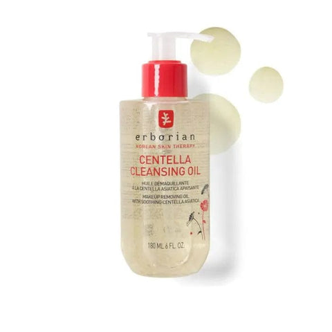 Erborian Centella Cleansing Oil by Jag Couture London New York, 180ml bottle with pump for gentle facial cleansing.