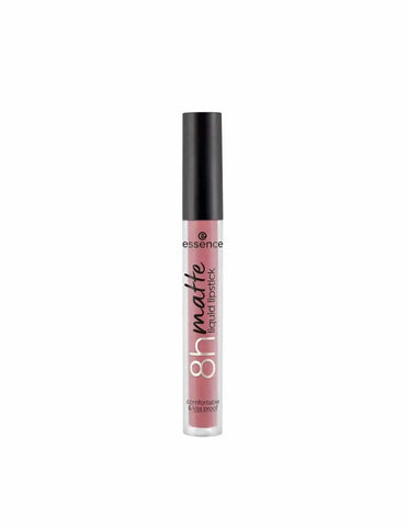 Essence Cosmetics 8h Matte Liquid Lipstick in Rosy Nude, Jag Couture London - New York, showing the product tube and applicator.