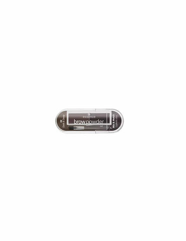 Essence Cosmetics Brow Powder in shade 02 Dark and Deep, 2.3g, with compact packaging for defining eyebrows.