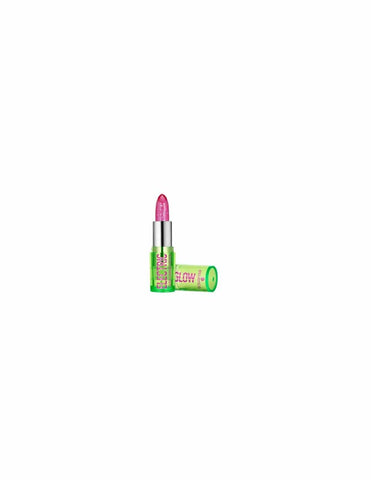 Jag Couture London Essence Cosmetics color-changing lip and cheek balm in a sleek stick form, with vibrant, shifting hues.