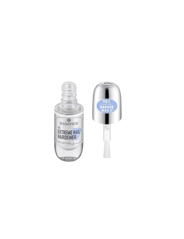 Essence Cosmetics The Extreme Nail Hardener by Jag Couture London New York, clear bottle showing the nail hardener product.