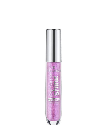 Jag Couture London Essence Cosmetics Extreme Shine Lip Volumizer in Sparkling Purple, 5ml, with a glossy, purple lip gloss tube.
