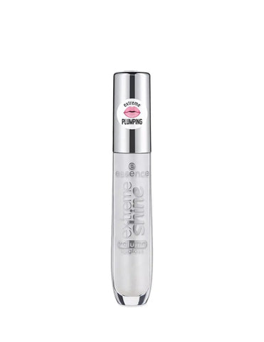Jag Couture London Essence Cosmetics Extreme Shine lip gloss in 101 Milky Way, 5ml, with a shiny, volumizing lip finish.