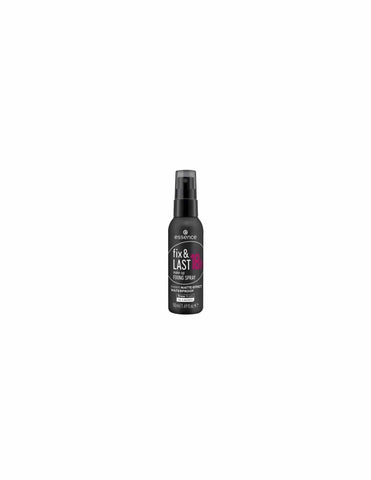 Essence Cosmetics Fix y Last 18h spray fijador 50ml by Jag Couture London - New York, showing the product bottle and packaging.