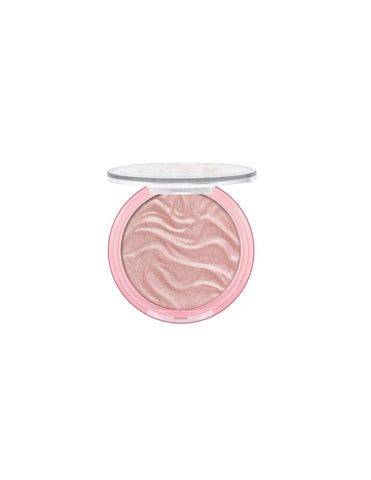 Essence Cosmetics Gimme Glow Iluminador Luminoso in Lovely Rose 20g, showcasing the luminous pink highlighter compact.