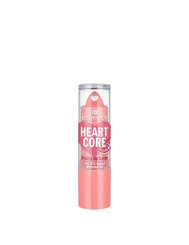Essence Cosmetics Heart Core Fruity Lip Balm in Wild Watermelon, 3g, with vibrant watermelon flavor and packaging design.