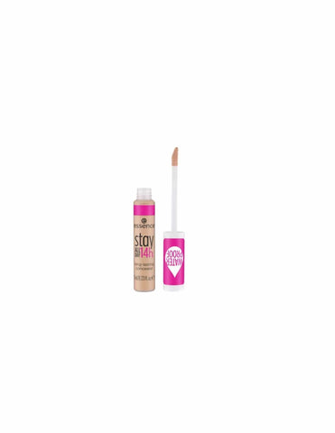 Jag Couture London Essence Cosmetics Stay All Day 14h Corrector in Warm Beige, 7ml, shown with applicator tip and product packaging.