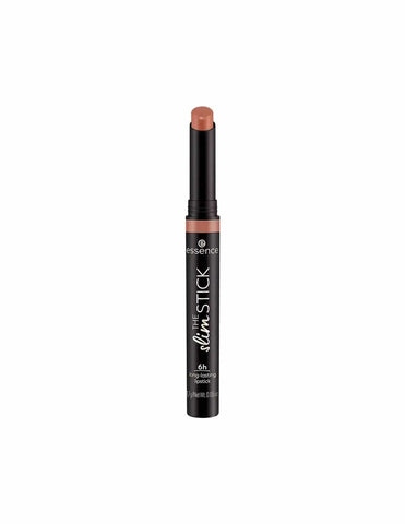 Essence Cosmetics The Slim Stick long-lasting lip balm in shade 101 Choc-O-Holic, 1.7g, with a sleek black packaging and subtle branding.