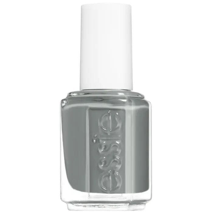 Essie Nail Color 608 Serene Slate nail polish in 13.5ml bottle, featuring a sleek, muted slate gray shade with a glossy finish.