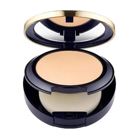 Estée Lauder Double Wear Matte Powder Foundation in Ivory Beige, with SPF 10, displayed in a sleek compact.