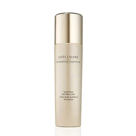 Estée Lauder Revitalizing Supreme Soft Milky Lotion 100ml bottle, with elegant packaging, from Jag Couture London New York.