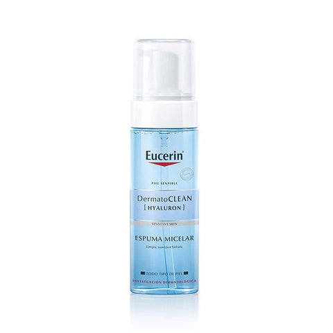 Eucerin DermatoClean Hyaluron Micellar Foam in 150ml bottle, gentle facial cleanser with hyaluronic acid from Jag Couture London New York