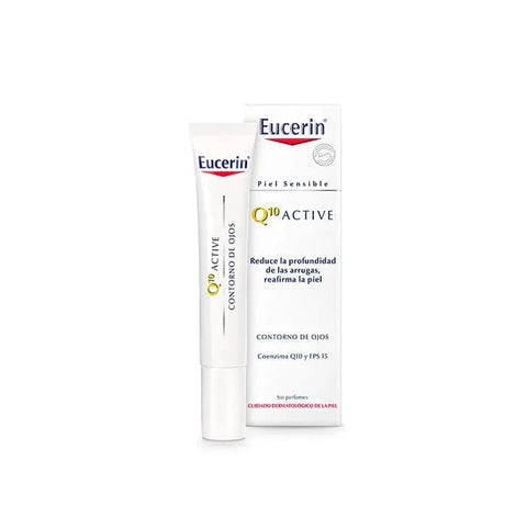 Eucerin Q10 Active Contour cream in a 15ml jar with a silver lid, branded by Jag Couture London - New York.