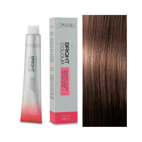 Eurostil Bright Colour Tinte 7.73 Rubio Medio Avellana hair dye by Jag Couture London, showing the product packaging.