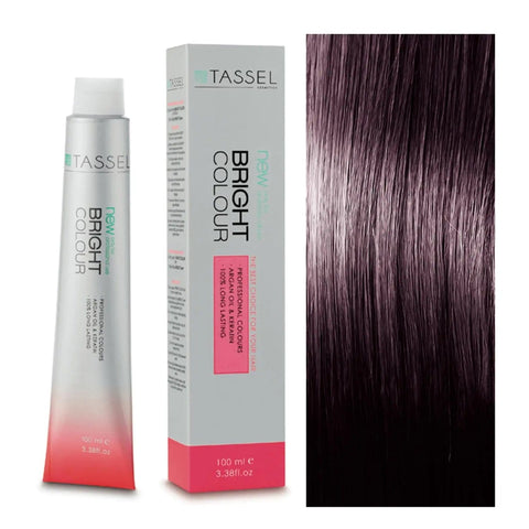 Eurostil New Bright Colour Tinte N4,20 Castaño Violeta hair dye, shown in a tube with violet and brown shades.