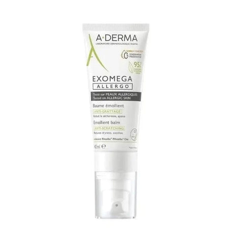Jag Couture London Exomega Allergo Emollient Balm 40ml container, soothing skincare product for sensitive skin and allergies.
