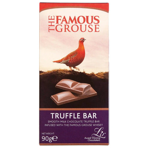 Jag Couture London-New York Famous Grouse milk chocolate and truffle bar, showcasing creamy chocolate with truffle pieces.