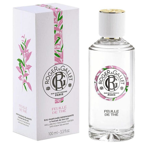 Jag Couture London-New York Feuille de Thé Eau Parfumante vaporizer 100ml, elegant perfume bottle with a green leaf design.