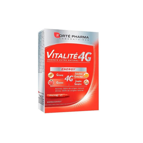Box of Forte Pharma Energy Vitalité 4, 10 vials from Jag Couture London - New York, showing the product packaging and vials.