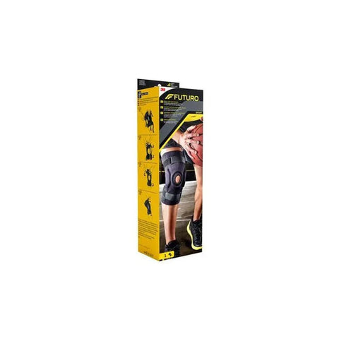 Futuro Refor Sport 1-Piece Knee Brace by Jag Couture London New York, showing adjustable straps and supportive design for knee stability.