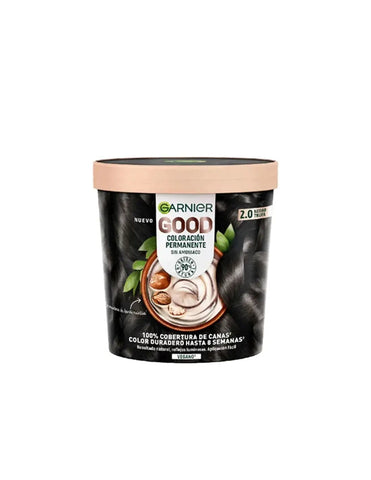 Jag Couture London - New York Garnier Good Permanent Hair Color 2.0 Negro Trufa, box showing black hair dye product.