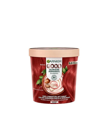 Garnier Good Permanent Hair Color 6.6 Red Granada by Jag Couture London - New York, showing the box and product details.