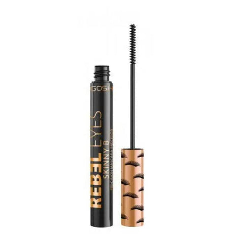 Gosh Rebel Eyes Skinny B Precision Mascara in Extreme Black, 6ml tube, with a sleek black mascara wand for defined lashes.
