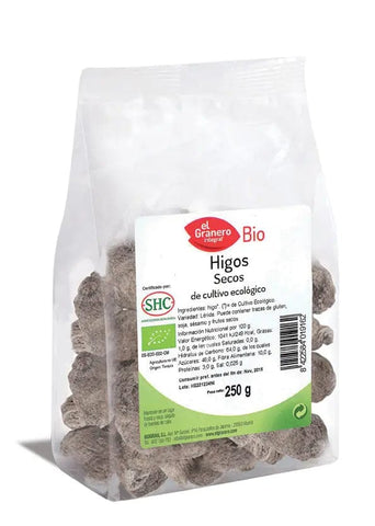 Organic dried figs from Granero by Jag Couture London and New York, 250g package, showing a close-up of the dried fruit.