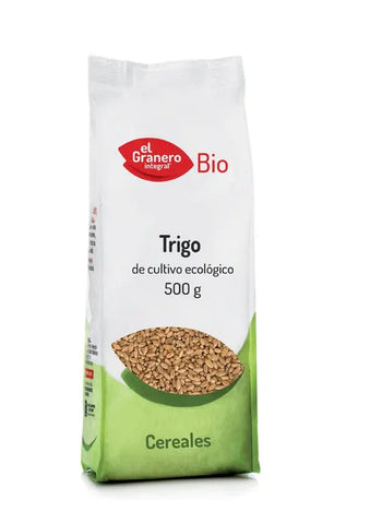 Organic wheat grain in a 500g bag from Jag Couture London - New York, showcasing fresh, whole wheat grains for healthy cooking.