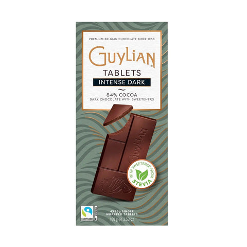 Jag Couture London - New York Guylian 84% intense dark chocolate mini bars with no added sugar, shown in a close-up image.