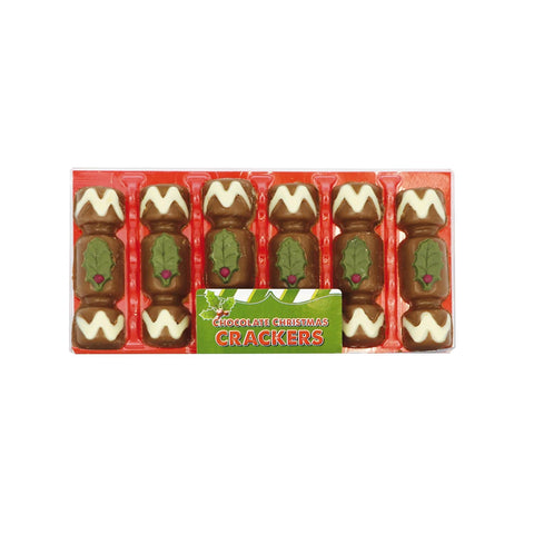 Hand-decorated chocolate crackers with sugarcraft holly in an acetate pack by Jag Couture London - New York.