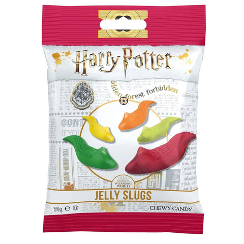 Harry Potter Jelly Slugs in a clear bag, colorful chewy candies inspired by the Harry Potter series by Jag Couture London New York.