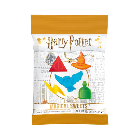 Harry Potter Magical Sweets in a colorful bag by Jag Couture London - New York, with whimsical packaging and magical candy visuals.