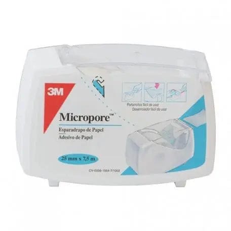 Hartmann Micropore white medical tape, 7.5x2.5 cm, 3 meters, designed for medical and first aid use.