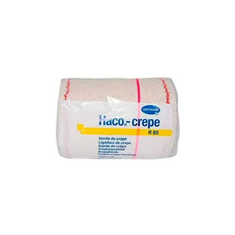 Hartmann Haco-Crepe Bandage 5cm x 4m from Jag Couture London New York, soft, flexible crepe bandage for medical support and compression.