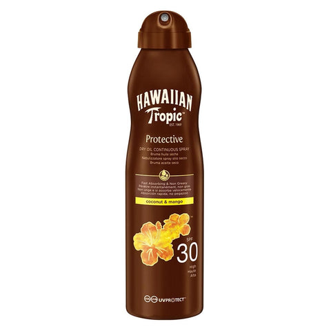 Hawaiian Tropic Coconut and Mango SPF 30 spray by Jag Couture London New York, 180ml suntan oil with tropical fragrance