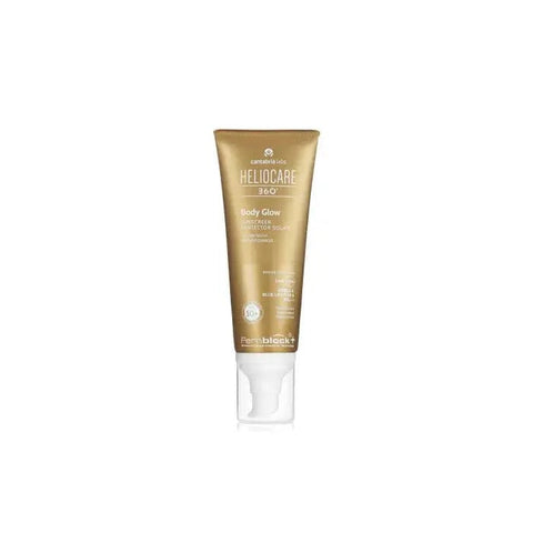 Jag Couture London New York Heliocare 360º Body Glow SPF50 100ml bottle showing the sleek packaging and product label.