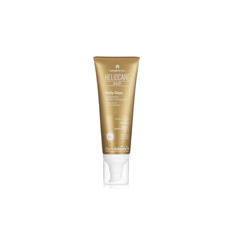 Jag Couture London New York Heliocare 360º Body Glow SPF50 100ml bottle with sleek packaging and bright design.