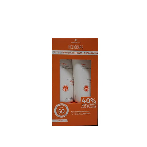 Jag Couture London New York Heliocare Advanced SPF 50 spray, 2x200ml bottles, sun protection skincare product.