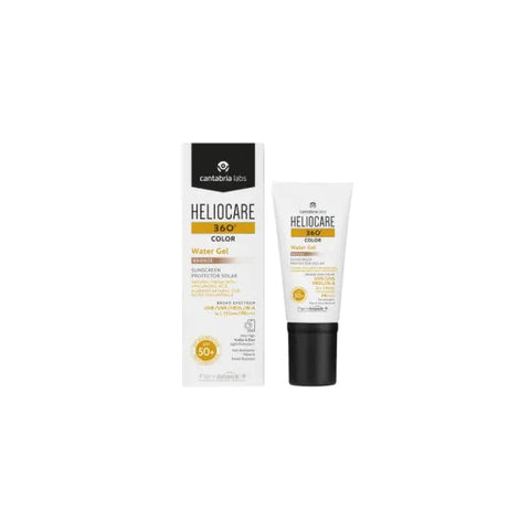 Heliocare Water Gel 360° Colour Bronze SPF50+ by Jag Couture London, showcasing the lightweight, bronzed tinted gel in 50ml tube