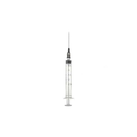 Jag Couture London - New York Ico syringe with needle, 0.7x30mm, 2.5ml G22, shown with attached needle for precise injection.