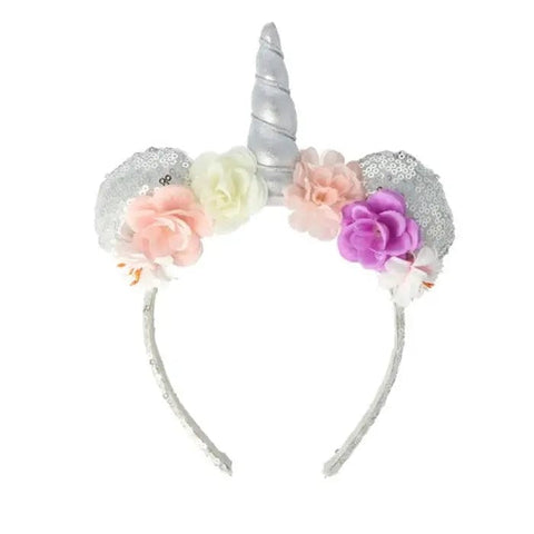 Inca Unicorn Sequin Headband by Jag Couture London-New York featuring colorful unicorn and sequin design on a stylish headband