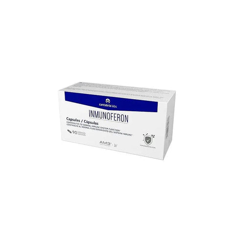 Inmunoferon 90 capsule bottle from Jag Couture London New York, featuring white capsules in a clear container