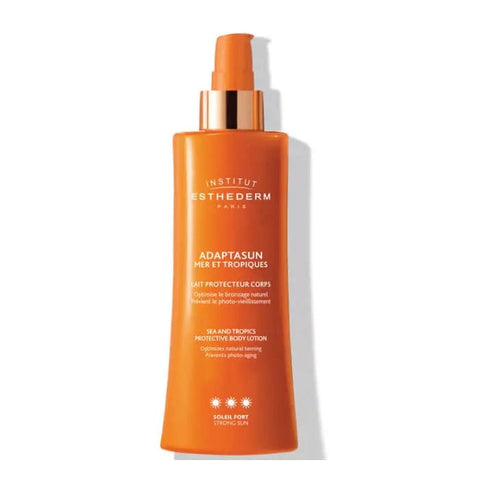 Institut Esthederm Adaptasun Body Lotion Strong Sun 200ml bottle, moisturizing skincare for sun protection and skin comfort